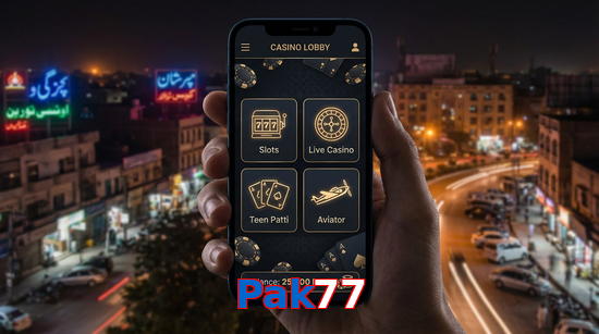 Main screen of Pak77 app page for PK players